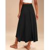 Zeagoo Womens Flowy Pleated Skirts A Line Elastic High Waisted Midi Skirt Boho Casual Long Skirts Brown Leaf Print XXL(Black)