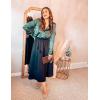 Zeagoo Womens Flowy Pleated Skirts A Line Elastic High Waisted Midi Skirt Boho Casual Long Skirts Brown Leaf Print XXL(Black)
