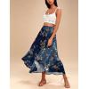 Zeagoo Womens Flowy Pleated Skirts A Line Elastic High Waisted Midi Skirt Boho Casual Long Skirts Brown Leaf Print XXL(Brown Leaf Print)