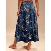 Zeagoo Womens Flowy Pleated Skirts A Line Elastic High Waisted Midi Skirt Boho Casual Long Skirts Brown Leaf Print XXL(Brown Leaf Print)