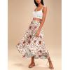 Zeagoo Womens Flowy Pleated Skirts A Line Elastic High Waisted Midi Skirt Boho Casual Long Skirts Brown Leaf Print XXL(Ethnic Print)