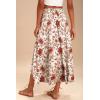 Zeagoo Womens Flowy Pleated Skirts A Line Elastic High Waisted Midi Skirt Boho Casual Long Skirts Brown Leaf Print XXL(Ethnic Print)