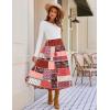 Zeagoo Womens Flowy Pleated Skirts A Line Elastic High Waisted Midi Skirt Boho Casual Long Skirts Brown Leaf Print XXL(Mz747)