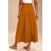 Zeagoo Womens Flowy Pleated Skirts A Line Elastic High Waisted Midi Skirt Boho Casual Long Skirts Brown Leaf Print XXL(Orange)