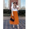 Zeagoo Womens Flowy Pleated Skirts A Line Elastic High Waisted Midi Skirt Boho Casual Long Skirts Brown Leaf Print XXL(Orange)