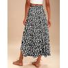 Zeagoo Womens Flowy Pleated Skirts A Line Elastic High Waisted Midi Skirt Boho Casual Long Skirts Brown Leaf Print XXL(Pa108)