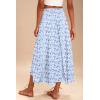 Zeagoo Womens Flowy Pleated Skirts A Line Elastic High Waisted Midi Skirt Boho Casual Long Skirts Brown Leaf Print XXL(Pat4)