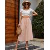 Zeagoo Womens Flowy Pleated Skirts A Line Elastic High Waisted Midi Skirt Boho Casual Long Skirts Brown Leaf Print XXL(Pink)