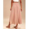 Zeagoo Womens Flowy Pleated Skirts A Line Elastic High Waisted Midi Skirt Boho Casual Long Skirts Brown Leaf Print XXL(Pink)