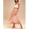 Zeagoo Womens Flowy Pleated Skirts A Line Elastic High Waisted Midi Skirt Boho Casual Long Skirts Brown Leaf Print XXL(Pink)