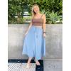 Zeagoo Womens Flowy Pleated Skirts A Line Elastic High Waisted Midi Skirt Boho Casual Long Skirts Brown Leaf Print XXL(Sky Blue)
