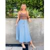 Zeagoo Womens Flowy Pleated Skirts A Line Elastic High Waisted Midi Skirt Boho Casual Long Skirts Brown Leaf Print XXL(Sky Blue)