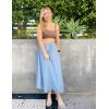 Zeagoo Womens Flowy Pleated Skirts A Line Elastic High Waisted Midi Skirt Boho Casual Long Skirts Brown Leaf Print XXL(Sky Blue)