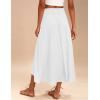 Zeagoo Womens Flowy Pleated Skirts A Line Elastic High Waisted Midi Skirt Boho Casual Long Skirts Brown Leaf Print XXL(White)