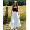 Zeagoo Womens Flowy Pleated Skirts A Line Elastic High Waisted Midi Skirt Boho Casual Long Skirts Brown Leaf Print XXL(White)