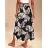 Zeagoo Womens Flowy Pleated Skirts A Line Elastic High Waisted Midi Skirt Boho Casual Long Skirts Brown Leaf Print XXL(Zw29)