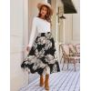 Zeagoo Womens Flowy Pleated Skirts A Line Elastic High Waisted Midi Skirt Boho Casual Long Skirts Brown Leaf Print XXL(Zw29)