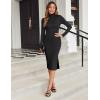 Zeagoo Womens Knit Midi Skirts Casual Pencil Skirt High Waisted Long Skirt with Slit Elegant Work Office Skirts(Black)