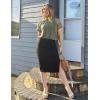 Zeagoo Womens Knit Midi Skirts Casual Pencil Skirt High Waisted Long Skirt with Slit Elegant Work Office Skirts(Black)