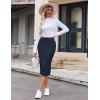 Zeagoo Womens Knit Midi Skirts Casual Pencil Skirt High Waisted Long Skirt with Slit Elegant Work Office Skirts(Blv)
