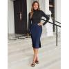 Zeagoo Womens Knit Midi Skirts Casual Pencil Skirt High Waisted Long Skirt with Slit Elegant Work Office Skirts(Blv)