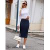 Zeagoo Womens Knit Midi Skirts Casual Pencil Skirt High Waisted Long Skirt with Slit Elegant Work Office Skirts(Blv)