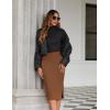 Zeagoo Womens Knit Midi Skirts Casual Pencil Skirt High Waisted Long Skirt with Slit Elegant Work Office Skirts(Brown)