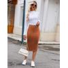 Zeagoo Womens Knit Midi Skirts Casual Pencil Skirt High Waisted Long Skirt with Slit Elegant Work Office Skirts(Cac)
