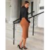 Zeagoo Womens Knit Midi Skirts Casual Pencil Skirt High Waisted Long Skirt with Slit Elegant Work Office Skirts(Cac)