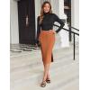 Zeagoo Womens Knit Midi Skirts Casual Pencil Skirt High Waisted Long Skirt with Slit Elegant Work Office Skirts(Cac)