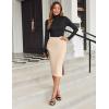 Zeagoo Womens Knit Midi Skirts Casual Pencil Skirt High Waisted Long Skirt with Slit Elegant Work Office Skirts(Champagne)