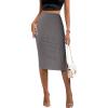 Zeagoo Womens Knit Midi Skirts Casual Pencil Skirt High Waisted Long Skirt with Slit Elegant Work Office Skirts(Dark Gray)