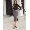 Zeagoo Womens Knit Midi Skirts Casual Pencil Skirt High Waisted Long Skirt with Slit Elegant Work Office Skirts(Dark Gray)