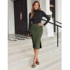 Zeagoo Womens Knit Midi Skirts Casual Pencil Skirt High Waisted Long Skirt with Slit Elegant Work Office Skirts(Deg)