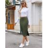 Zeagoo Womens Knit Midi Skirts Casual Pencil Skirt High Waisted Long Skirt with Slit Elegant Work Office Skirts(Deg)