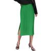 Zeagoo Womens Knit Midi Skirts Casual Pencil Skirt High Waisted Long Skirt with Slit Elegant Work Office Skirts(Light Green)