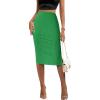 Zeagoo Womens Knit Midi Skirts Casual Pencil Skirt High Waisted Long Skirt with Slit Elegant Work Office Skirts(Light Green)