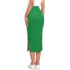 Zeagoo Womens Knit Midi Skirts Casual Pencil Skirt High Waisted Long Skirt with Slit Elegant Work Office Skirts(Light Green)