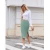 Zeagoo Womens Knit Midi Skirts Casual Pencil Skirt High Waisted Long Skirt with Slit Elegant Work Office Skirts(Mint Green)