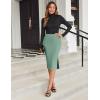 Zeagoo Womens Knit Midi Skirts Casual Pencil Skirt High Waisted Long Skirt with Slit Elegant Work Office Skirts(Mint Green)