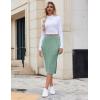 Zeagoo Womens Knit Midi Skirts Casual Pencil Skirt High Waisted Long Skirt with Slit Elegant Work Office Skirts(Mint Green)