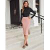 Zeagoo Womens Knit Midi Skirts Casual Pencil Skirt High Waisted Long Skirt with Slit Elegant Work Office Skirts(Rose Pink)