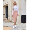 Zeagoo Womens Knit Midi Skirts Casual Pencil Skirt High Waisted Long Skirt with Slit Elegant Work Office Skirts(Rose Pink)