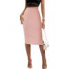 Zeagoo Womens Knit Midi Skirts Casual Pencil Skirt High Waisted Long Skirt with Slit Elegant Work Office Skirts(Rose Pink)