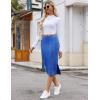 Zeagoo Womens Knit Midi Skirts Casual Pencil Skirt High Waisted Long Skirt with Slit Elegant Work Office Skirts(Skb)