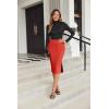 Zeagoo Womens Knit Midi Skirts Casual Pencil Skirt High Waisted Long Skirt with Slit Elegant Work Office Skirts(Tr)