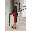 Zeagoo Womens Knit Midi Skirts Casual Pencil Skirt High Waisted Long Skirt with Slit Elegant Work Office Skirts(Wine Red)