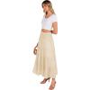 Zeagoo Women’s Long Maxi Skirts Tiered Elastic High Waist Boho Double Layered Print A-Line Casual Midi Dress(Beige)