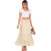 Zeagoo Women’s Long Maxi Skirts Tiered Elastic High Waist Boho Double Layered Print A-Line Casual Midi Dress(Beige)
