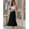 Zeagoo Women’s Long Maxi Skirts Tiered Elastic High Waist Boho Double Layered Print A-Line Casual Midi Dress(Black)
